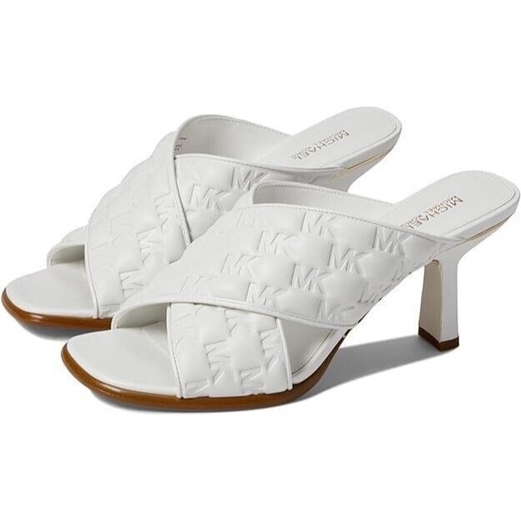 Michael Kors Gideon Mule Slide Optic White Logo Sandals Size:5M - Picture 1 of 9